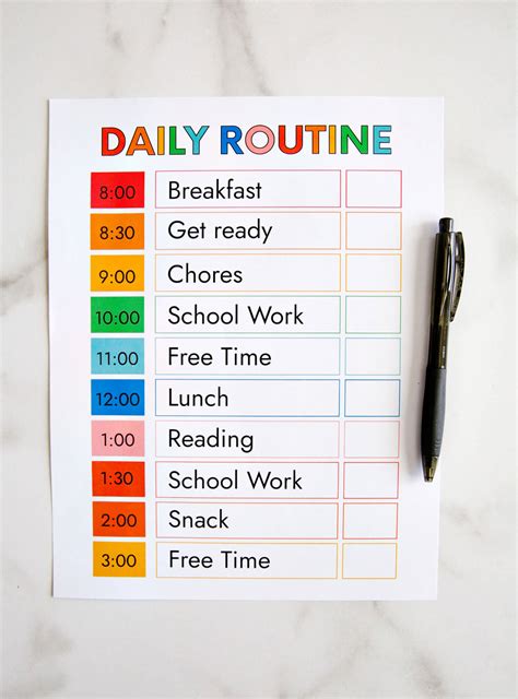 Free Printable Toddler Daily Schedule Template